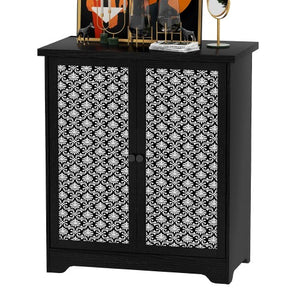 Buffet Sideboard Cabinet with Storage, Accent Storage Cabinet with Patterned Doors for Home, Living Room, Kitchen, Entryway