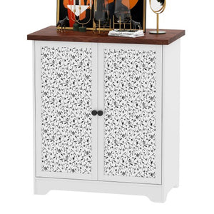 Buffet Sideboard Cabinet with Storage, Accent Storage Cabinet with Patterned Doors for Home, Living Room, Kitchen, Entryway