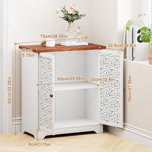 Buffet Sideboard Cabinet with Storage, Accent Storage Cabinet with Patterned Doors for Home, Living Room, Kitchen, Entryway