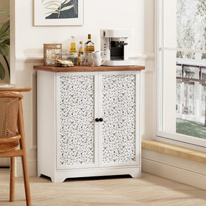 Buffet Sideboard Cabinet with Storage, Accent Storage Cabinet with Patterned Doors for Home, Living Room, Kitchen, Entryway