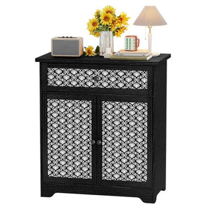 Buffet Sideboard Cabinet with Drawer & Storage, Accent Storage Cabinet with Patterned Doors for Home, Living Room, Kitchen, Entryway