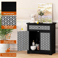 Buffet Sideboard Cabinet with Drawer & Storage, Accent Storage Cabinet with Patterned Doors for Home, Living Room, Kitchen, Entryway