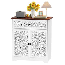 Buffet Sideboard Cabinet with Drawer & Storage, Accent Storage Cabinet with Patterned Doors for Home, Living Room, Kitchen, Entryway