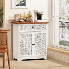 Buffet Sideboard Cabinet with Drawer & Storage, Accent Storage Cabinet with Patterned Doors for Home, Living Room, Kitchen, Entryway