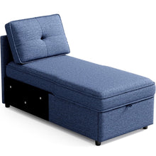 Convertible Chaise Lounge Sofa Bed with Storage Linen Fabric Reclining Daybed with Adjustable Backrest, Hidden Compartment, and Removable Cushion for Small Spaces, Bedroom, Living Room, Apartment