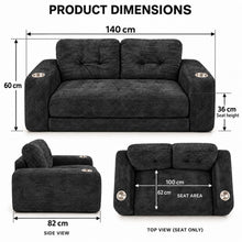 Black Corduroy Loveseat Sofa with 2 Cup Holders - image 4
