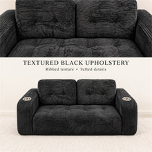Black Corduroy Loveseat Sofa with 2 Cup Holders - image 6
