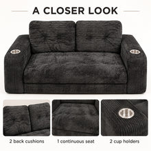 Black Corduroy Loveseat Sofa with 2 Cup Holders - image 7