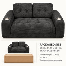 Black Corduroy Loveseat Sofa with 2 Cup Holders - image 8