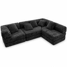 Black Modular Floor Sofa Sectional with 5 Pillows - image 1
