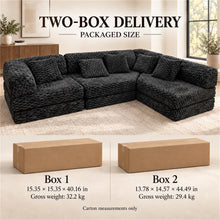 Black Modular Floor Sofa Sectional with 5 Pillows - image 4