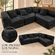 Black Modular Floor Sofa Sectional with 5 Pillows - image 5