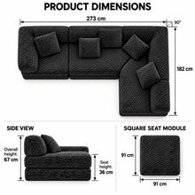 Black Modular Floor Sofa Sectional with 5 Pillows - image 6