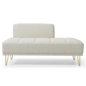 56.3" Inch Modern Loveseat Sofa, Upholstered Armless 2 Seater Couch Bench with Teddy Fabric, Gold Metal Legs for Home, Living Room