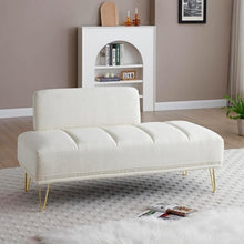 56.3" Inch Modern Loveseat Sofa, Upholstered Armless 2 Seater Couch Bench with Teddy Fabric, Gold Metal Legs for Home, Living Room