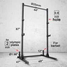 Squat Rack 800 LB Capacity Power Rack 2"x 2" Steel Power Cage Exercise Stand with 2 J-Hooks for Bench Press, Weightlifting and Strength Training (2 Bonus J-Hooks)