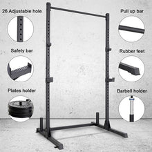 Squat Rack 800 LB Capacity Power Rack 2"x 2" Steel Power Cage Exercise Stand with 2 J-Hooks for Bench Press, Weightlifting and Strength Training (2 Bonus J-Hooks)