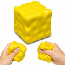 Squishy Cheese Cube Toy, Soft Squeeze Stress Ball, 65mm, Yellow - image 1