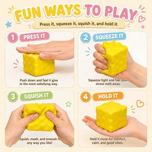Squishy Cheese Cube Toy, Soft Squeeze Stress Ball, 65mm, Yellow - image 5