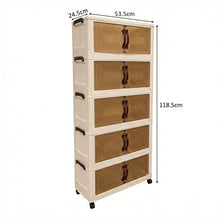5-Tier Folding Storage Cabinet with Wheels – Stackable Plastic Organizer with Transparent Dustproof Doors for Bedroom, Office, Kitchen & Closet