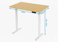 Electric Standing Desk, 140 × 60 cm Adjustable Height 73-122 cm Sit-Stand Desk with Memory Preset, Motor Lift System, Oak Woodgrain Desktop & White Frame — Ergonomic Home Office Workstation Model 140BW