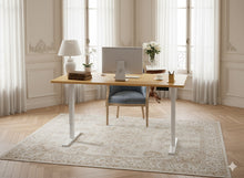 Electric Standing Desk, 140 × 60 cm Adjustable Height 73-122 cm Sit-Stand Desk with Memory Preset, Motor Lift System, Oak Woodgrain Desktop & White Frame — Ergonomic Home Office Workstation Model 140BW