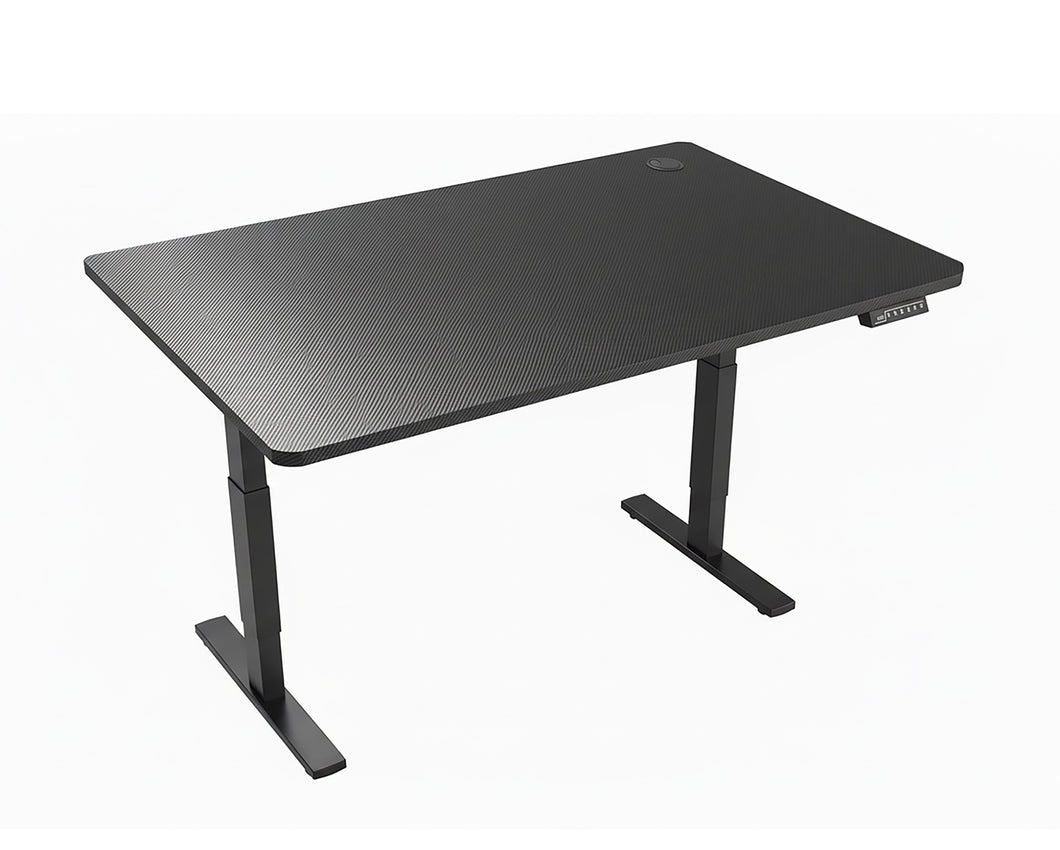 Electric Standing Desk 140 x 60cm, Adjustable Height 73–122cm Sit Stand Desk with Carbon Fiber Textured Surface, Memory Presets, Powerful Motor, Collision Detection – Black