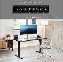 Electric Standing Desk 140 x 60cm, Adjustable Height 73–122cm Sit Stand Desk with Carbon Fiber Textured Surface, Memory Presets, Powerful Motor, Collision Detection – Black