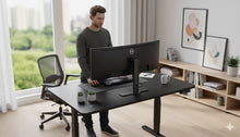 Electric Standing Desk 140 x 60cm, Adjustable Height 73–122cm Sit Stand Desk with Carbon Fiber Textured Surface, Memory Presets, Powerful Motor, Collision Detection – Black