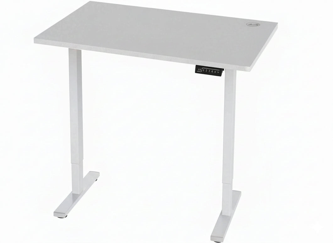 Electric Standing Desk 140 × 60 cm, Adjustable Height 73–122 cm Sit Stand Desk with Memory Presets, Quiet Motor, Modern White Desktop, Home Office Workstation – Ergonomic Design