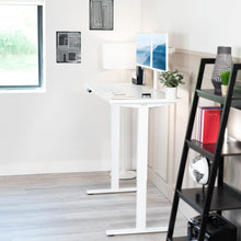 Electric Standing Desk 140 × 60 cm, Adjustable Height 73–122 cm Sit Stand Desk with Memory Presets, Quiet Motor, Modern White Desktop, Home Office Workstation – Ergonomic Design