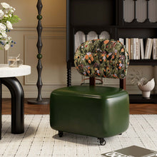 Vintage-Style Rolling Vanity Chair with Floral Backrest Cushion, Upholstered Seat, and 360° Caster Wheels – Brown - image 7