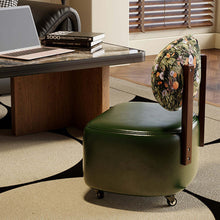 Vintage-Style Rolling Vanity Chair with Floral Backrest Cushion, Upholstered Seat, and 360° Caster Wheels – Brown - image 10
