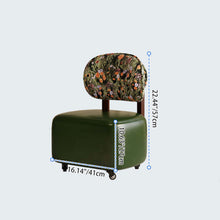 Vintage-Style Rolling Vanity Chair with Floral Backrest Cushion, Upholstered Seat, and 360° Caster Wheels – Brown - image 13