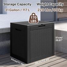 31-Gallon Outdoor Storage Deck Box – Waterproof & UV-Resistant Resin Patio Storage Bin with Lockable Lid, Side Handles, 220 lb Capacity, Rattan Style for Yard, Balcony & Pool