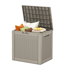 31-Gallon Outdoor Storage Deck Box – Waterproof & UV-Resistant Resin Patio Storage Bin with Lockable Lid, Side Handles, 220 lb Capacity, Rattan Style for Yard, Balcony & Pool