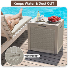 31-Gallon Outdoor Storage Deck Box – Waterproof & UV-Resistant Resin Patio Storage Bin with Lockable Lid, Side Handles, 220 lb Capacity, Rattan Style for Yard, Balcony & Pool