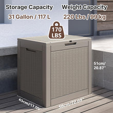 31-Gallon Outdoor Storage Deck Box – Waterproof & UV-Resistant Resin Patio Storage Bin with Lockable Lid, Side Handles, 220 lb Capacity, Rattan Style for Yard, Balcony & Pool