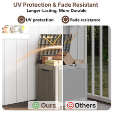 31-Gallon Outdoor Storage Deck Box – Waterproof & UV-Resistant Resin Patio Storage Bin with Lockable Lid, Side Handles, 220 lb Capacity, Rattan Style for Yard, Balcony & Pool