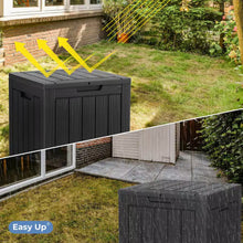 28-Gallon Outdoor Storage Deck Box – Lockable Waterproof Resin Patio Storage with Wood-Grain Look, Weather-Resistant, 150 lb Capacity for Garden, Pool & Balcony