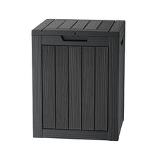 28-Gallon Outdoor Storage Deck Box – Lockable Waterproof Resin Patio Storage with Wood-Grain Look, Weather-Resistant, 150 lb Capacity for Garden, Pool & Balcony