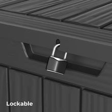 28-Gallon Outdoor Storage Deck Box – Lockable Waterproof Resin Patio Storage with Wood-Grain Look, Weather-Resistant, 150 lb Capacity for Garden, Pool & Balcony