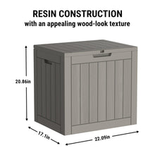 Outdoor Storage Box – Waterproof Resin Deck Chest with Lockable Lid, Wood-Grain Look, Built-In Handles, All-Weather Patio, Garden & Pool Cushion Storage (Grey)