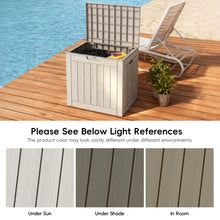 Outdoor Storage Box – Waterproof Resin Deck Chest with Lockable Lid, Wood-Grain Look, Built-In Handles, All-Weather Patio, Garden & Pool Cushion Storage (Grey)