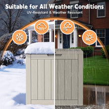 Outdoor Storage Box – Waterproof Resin Deck Chest with Lockable Lid, Wood-Grain Look, Built-In Handles, All-Weather Patio, Garden & Pool Cushion Storage (Grey)