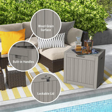 Outdoor Storage Box – Waterproof Resin Deck Chest with Lockable Lid, Wood-Grain Look, Built-In Handles, All-Weather Patio, Garden & Pool Cushion Storage (Grey)