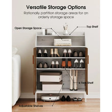 4-Tier Shoe Storage Cabinet with Adjustable Shelves, Entryway & Hallway Organizer Rack, Modern Farmhouse White Shoe Rack for Home