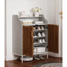 4-Tier Shoe Storage Cabinet with Adjustable Shelves, Entryway & Hallway Organizer Rack, Modern Farmhouse White Shoe Rack for Home