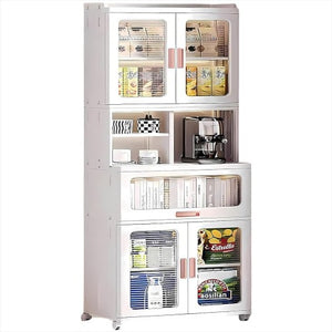 73" Kitchen Pantry Storage Cabinet, Collapsible Storage Organizer with Rotating Wheels for Home, Kitchen, Living Room