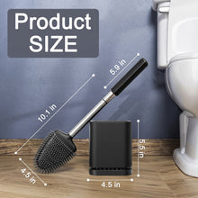 Silicone Toilet Brush with Ventilated Holder and Wall Mount, Black - image 7